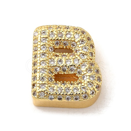 Brass Micro Pave Clear Cubic Zirconia Charms ZIRC-C009-01G-B-1