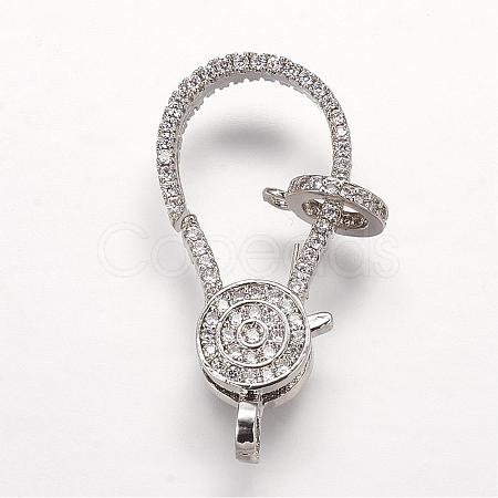 Brass Micro Pave Cubic Zirconia Lobster Claw Clasps ZIRC-G095-54P-1