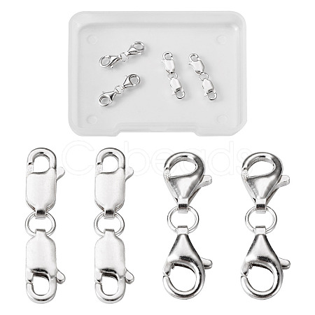 4 Sets 2 Styles Double 925 Sterling Silver Lobster Claw Clasps FIND-TA0002-22-1