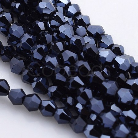 Faceted Bicone Electroplate Glass Beads Strands LS-EGLA-P016-F05-1