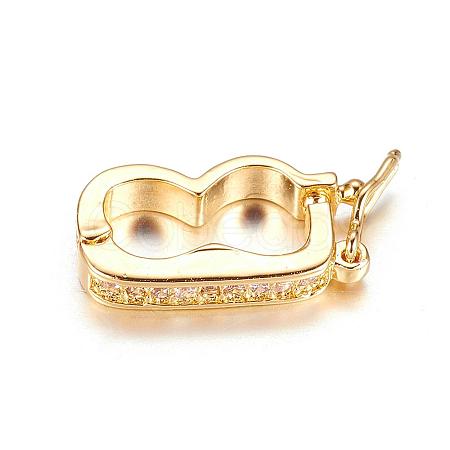 Brass Micro Pave Cubic Zirconia Twister Clasps ZIRC-P062-07G-1