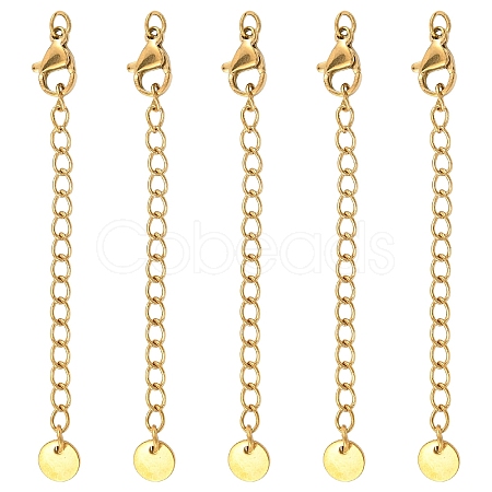 5Pcs 304 Stainless Steel Curb Chain Extender STAS-YW0003-60G-1