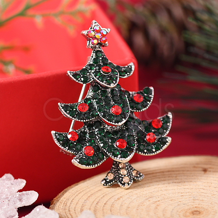 Christmas Theme Zinc Alloy Rhinestone Brooches for Backpack Clothes LK8386-18-1