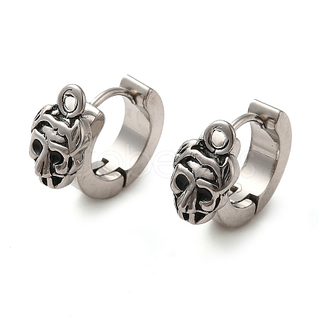 Skull Shape 304 Stainless Steel Hoop Earrings Findings STAS-Q317-01AS-1