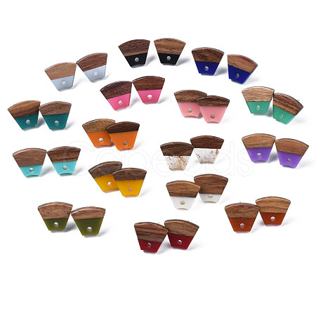 Resin & Walnut Wood Stud Earring Findings MAK-N032-028A-1
