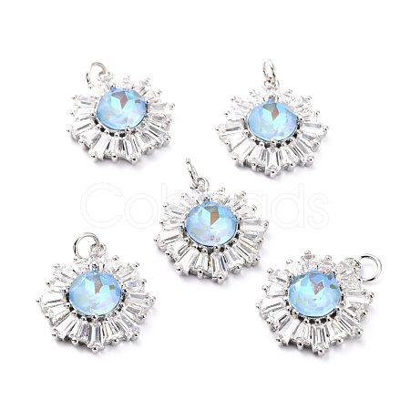 Brass Micro Pave Cubic Zirconia Pendants ZIRC-O044-21B-P-1