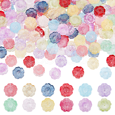 180Pcs 12 Colors  Transparent Glass Beads DGLA-ME0001-01-1