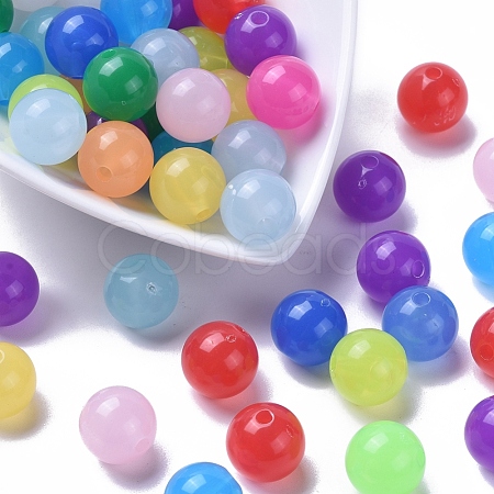 Imitation Jade Acrylic Beads SACR-S188-14mm-M-1