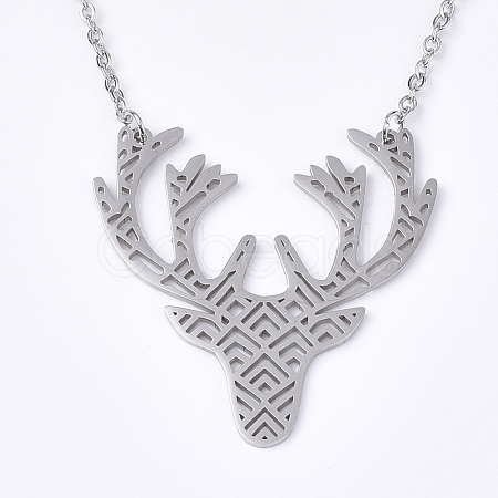 Non-Tarnish 201 Stainless Steel Pendant Necklaces NJEW-T009-JN093-1-40-1