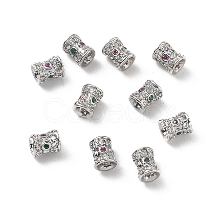 Brass Micro Pave Cubic Zirconia Beads KK-Z114-18P-1