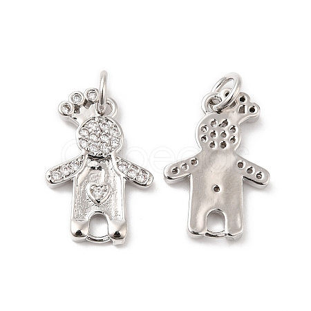 Rack Plating Brass Micro Pave Cubic Zirconia European Dangle Charms KK-D075-01P-1