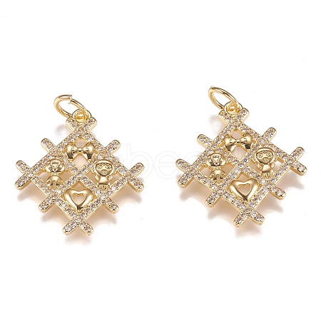 Brass Micro Pave Clear Cubic Zirconia Pendants ZIRC-N040-06-G-1