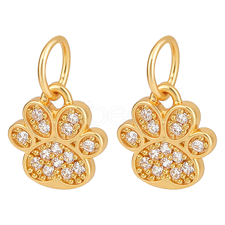 2Pcs 925 Sterling Silver Micro Pave Clear Cubic Zirconia Paw Print Charms STER-PH0004-65-1