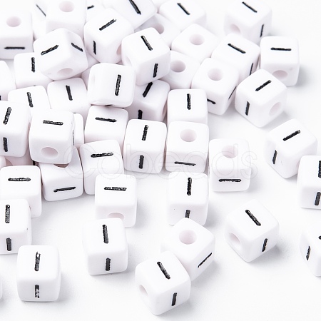 Letter Acrylic European Large Hole Beads X-OPDL-R050-10mm-I-1