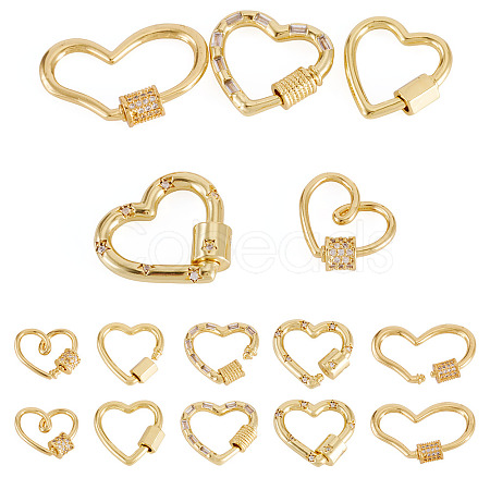 5Pcs 5 Styles Brass Screw Carabiner Lock Charms KK-TA0008-24-1