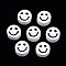 Handmade Polymer Clay Beads, Flat Round with Smiling Face, White, 8~9x4mm, Hole: 1.5mm