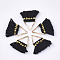 Polycotton(Polyester Cotton) Tassel Charms Decorations, Mini Tassel, with Brass Findings, Triangle, Golden, Black, 14~15x12~15x2mm, Hole: 7x6mm