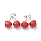 Alloy Enamel Pendants, Cherry, Red, Platinum, 29.5x28.5x12mm, Hole: 2mm