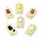 Rack Plating Spray Painted Alloy Pendants, with Rhinestone, Cadmium Free & Nickel Free & Lead Free, Rectangle with Flower, Golden, 30x17x5mm, Hole: 2.2mm