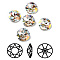 Light AB Style K9 Glass Rhinestone Cabochons, Pointed Back & Back Plated, Faceted, Flat Round, Light Crystal AB, 14x6.9mm