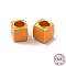 Matte Gold Color 925 Sterling Silver Beads, with Enamel, Square, Orange, 5x5x5mm, Hole: 3mm