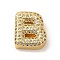 Brass Micro Pave Clear Cubic Zirconia Charms, Real 18K Gold Plated, Letter B, 13x11.5x5mm, Hole: 2x2.5mm