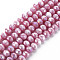 Opaque Baking Painted Glass Beads Strands, Imitation Stones, Faceted, AB Color Plated, Rondelle, Flamingo, 8x6mm, Hole: 1.2mm, about 63~64pcs/strand, 15.87 inch~16.14 inch(40.3~41cm)