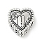 925 Sterling Silver European Beads, Heart, Virgo, 9.5x9.5~10x7mm, Hole: 4.5mm