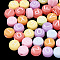 Opaque Acrylic Beads, Horizontal Hole, Mixed Letters, Flat Round with Letter, Random Letters, Mixed Color, 7x4mm, Hole: 1.5mm, about 370pcs/50g