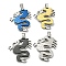 Ion Plating(IP) 304 Stainless Steel Pendants, with Rhinestone, Dragon, Mixed Color, 42x34x4mm, Hole: 12.5x4mm