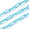 Eco-friendly Spray Painted Handmade Brass Paperclip Chains, Soldered, with Spool, Sky Blue, 17x8x2mm, 32.8 feet(10m)/roll