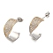 Brass Micro Pave Cubic Zirconia Stud Earrings, Half Hoop Stud Earring, Long-Lasting Plated, Platinum & Golden, 20x8x20mm