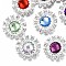 1-Hole Alloy Shank Buttons, with Acrylic & Crystal Rhinestone, Faceted, Oval, Mixed Color, 27x27x9mm