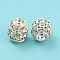 Brass Rhinestone Beads, Barrel, Silver, 11.5x10mm, Hole: 1mm