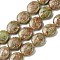 Natural Unakite Beads Strands, Flat Oval, 13~14x12x5.5~6mm, Hole: 1.2mm, about 29pcs/strand, 15.83''(40.2cm)