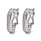 Brass Micro Pave Clear Cubic Zirconia Twister Clasps, Platinum, 14.5x10x3mm, Inner Diameter: 10.8x6mm