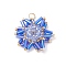 Seed Beads Beaded Charms, Flower, Cornflower Blue, 24x22x6mm, Hole: 3mm