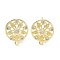 Hollow Flower Brass Micro Pave Cubic Zirconia Stud Earrings Finding, with Horizontal Loops, Cadmium Free & Lead Free, Real 18K Gold Plated, 18.5x16mm, Hole: 1.2mm, Pin: 0.8mm