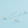 Brass Micro Pave Clear Cubic Zirconia Flower Head Pins KK-G413-01S-3