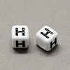 Large Hole Acrylic Letter European Beads SACR-Q103-6mm-01H-2