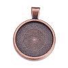Flat Round Alloy Pendant Cabochon Settings PALLOY-A15654-R-1