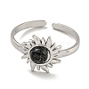 304 Stainless Steel Synthetic Turquoise Cuff Rings G-Z056-01P-01-2