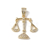 Rack Plating Brass Micro Pave Cubic Zirconia Pendants KK-F848-04G-2