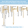 3 Sets 3 Style Brass Micro Pave Clear Cubic Zirconia Chain Extender KK-BBC0012-50-2