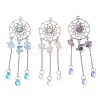 3Pcs 3 Styles Alloy Woven Net with Teardrop Big Pendants PALLOY-JF04660-1