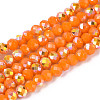 AB Color Plated Opaque Glass Rondelle Beads Strands EGLA-T029-4mm-09F-1