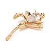 Brass Micro Pave Clear Cubic Zirconia Pendants ZIRC-U003-01G-04-2