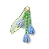 Glass Seed Beaded Magnolia Flower Pendants PALLOY-MZ01112-02-1