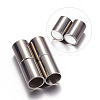 Tarnish Resistant Column 304 Stainless Steel Magnetic Clasps with Glue-in Ends STAS-I026-02-1