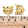Brass Micro Pave Green Cubic Zirconia Fox Mask Connector Charms KK-H526-11G-02-3